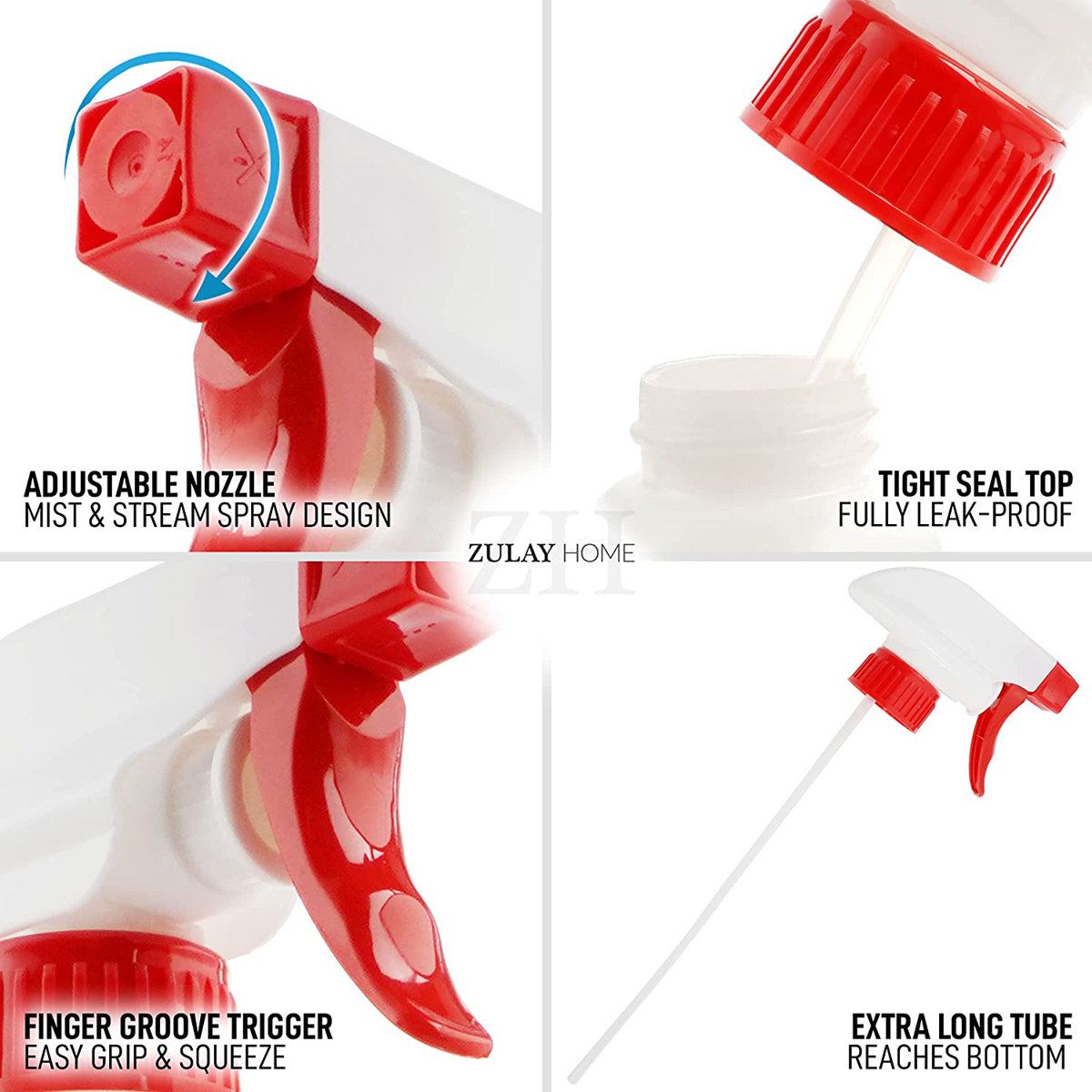 Zulay Home Spray Bottle 16oz 4-Piece